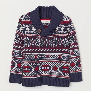 H&M Blue and Red Cozy Knit Sweater